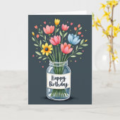 Carte d'anniversaire à bouquet vibrant (Fleur jaune)