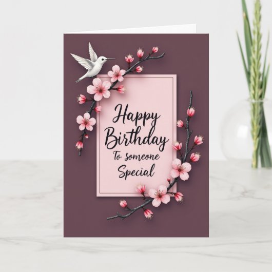 Carte d'anniversaire à branche aquarelle (Devant)