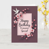 Carte d'anniversaire à branche aquarelle (Fleur jaune)