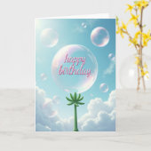 Carte d'anniversaire à bulle iridescente (Fleur jaune)