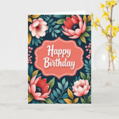 Carte d'anniversaire à cadre de corail (Fleur jaune)
