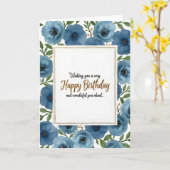 Carte d'anniversaire à cadre doré (Fleur jaune)