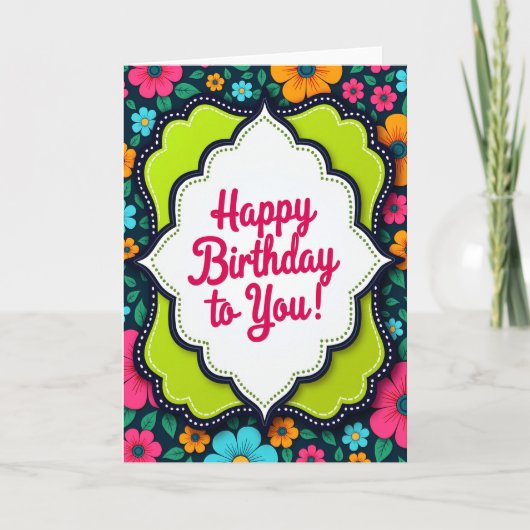 Carte d'anniversaire à cadre superposé joyeux (Devant)