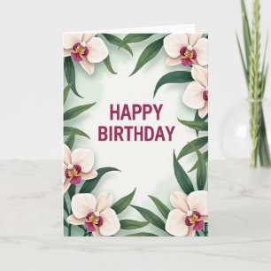 Carte d'anniversaire à cadre verdoyant
