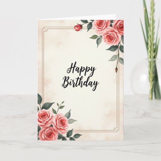 Carte d'anniversaire à calligraphie rose (Devant)
