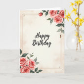 Carte d'anniversaire à calligraphie rose (Fleur jaune)
