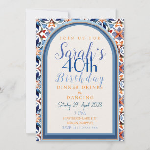 Carte d'anniversaire à carreaux géométriques maroc