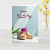 Carte d'anniversaire à chaussure florale (Fleur jaune)