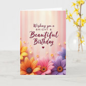 Carte d'anniversaire à cœur scripté (Fleur jaune)
