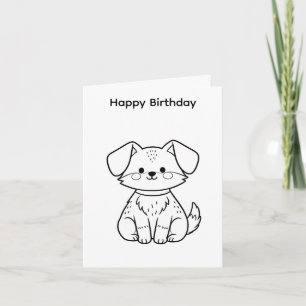 Carte d'anniversaire à colorier chien
