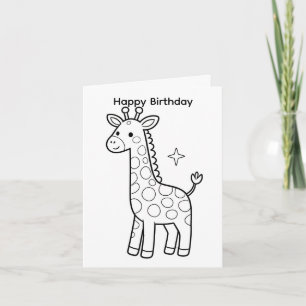 Carte d'anniversaire à colorier motif girafe