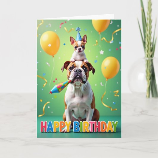 Carte d'anniversaire à corne à pois (Devant)