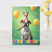 Carte d'anniversaire à corne à pois (Fleur jaune)