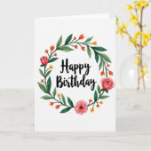 Carte d'anniversaire à couronne de roses (Fleur jaune)