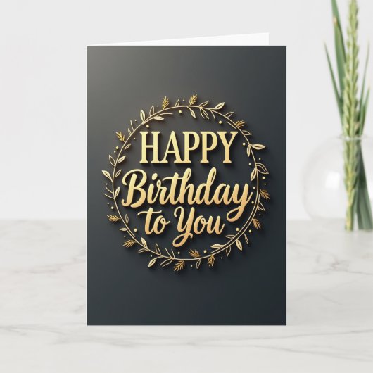Carte d'anniversaire à couronne dorée (Devant)