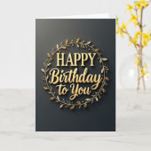 Carte d'anniversaire à couronne dorée (Fleur jaune)