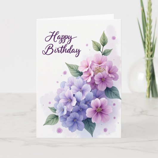 Carte d'anniversaire à dégradé floral (Devant)