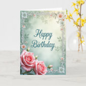 Carte d'anniversaire à dentelle ornée (Fleur jaune)