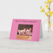 Carte d'anniversaire à deux porcelets (Fleur jaune)