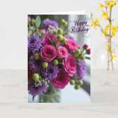 Carte d'anniversaire à disposition opulente (Fleur jaune)