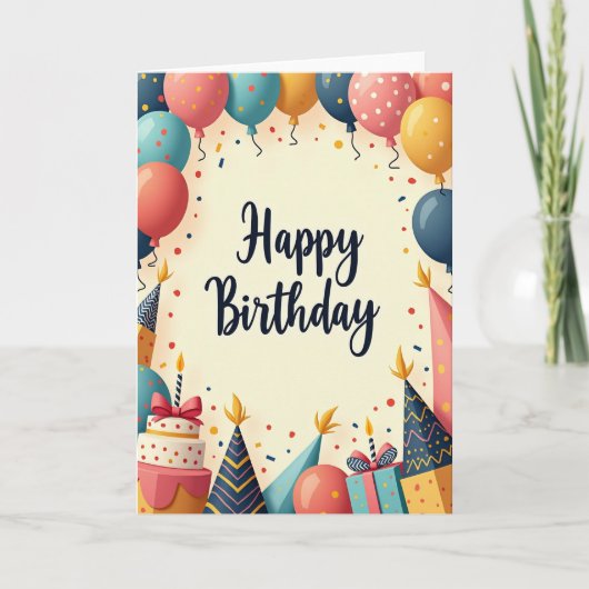Carte d'anniversaire à écriture colorée (Devant)