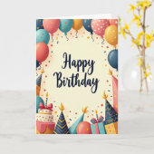 Carte d'anniversaire à écriture colorée (Fleur jaune)