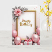 Carte d'anniversaire à écriture dorée (Fleur jaune)