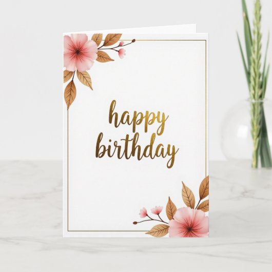 Carte d'anniversaire à écriture dorée (Devant)