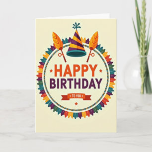 Carte d'anniversaire à emblème vibrant
