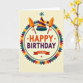 Carte d'anniversaire à emblème vibrant (Fleur jaune)