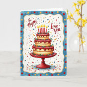 Carte d'anniversaire à étages dorés (Fleur jaune)