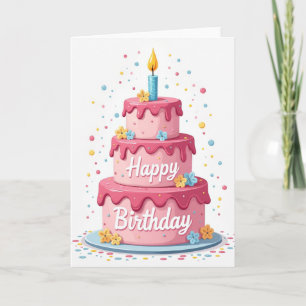 Carte d'anniversaire à étages floraux