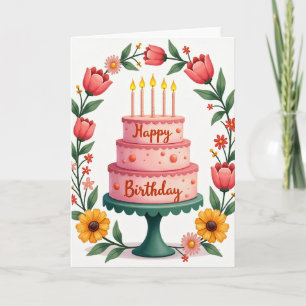 Carte d'anniversaire à étages sucrée