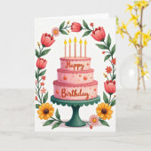 Carte d'anniversaire à étages sucrée (Fleur jaune)