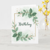 Carte d'anniversaire à feuillage aquarelle (Fleur jaune)