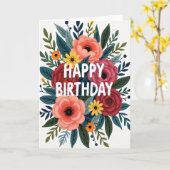 Carte d'anniversaire à feuillage botanique (Fleur jaune)