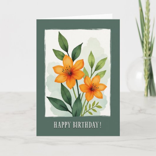 Carte d'anniversaire à feuillage verdoyant (Devant)