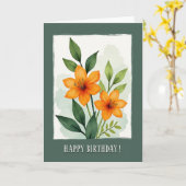 Carte d'anniversaire à feuillage verdoyant (Fleur jaune)