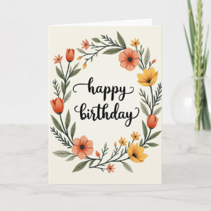 Carte d'anniversaire à feuillage vert