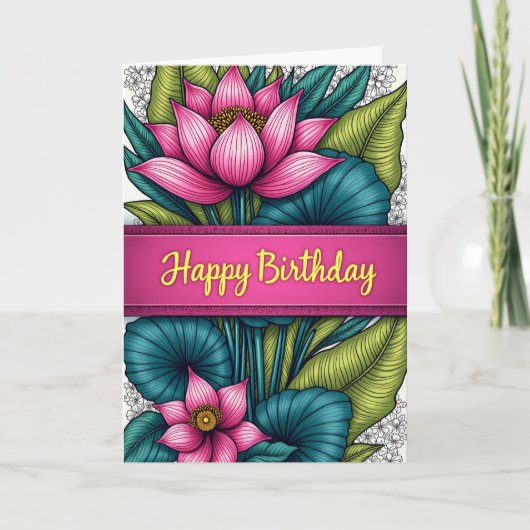 Carte d'anniversaire à feuille de teal (Devant)