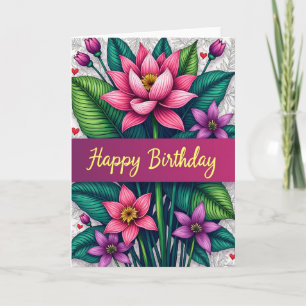 Carte d'anniversaire à feuille verte
