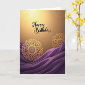 Carte d'anniversaire à filigrane doré (Fleur jaune)