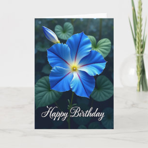 Carte d'anniversaire à fleur bleue vive