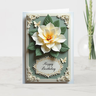 Carte d'anniversaire à fleur sculptée