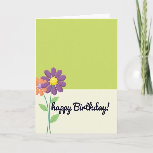 Carte d'anniversaire à fleurs bicolores (Devant)