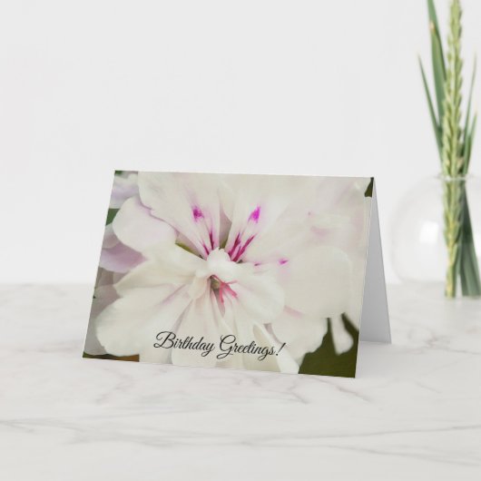 Carte d'anniversaire à fleurs blanches et roses (Devant)