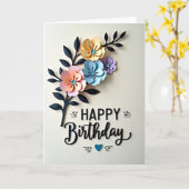 Carte d'anniversaire à fleurs en couches (Fleur jaune)