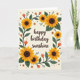 Carte d'anniversaire à fleurs en couronne