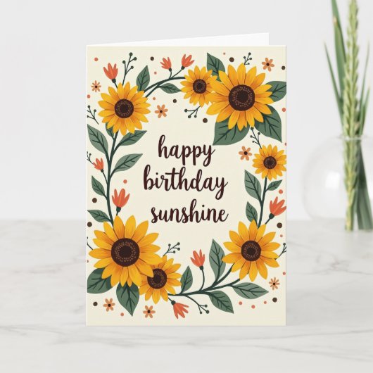 Carte d'anniversaire à fleurs en couronne (Devant)
