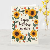 Carte d'anniversaire à fleurs en couronne (Fleur jaune)